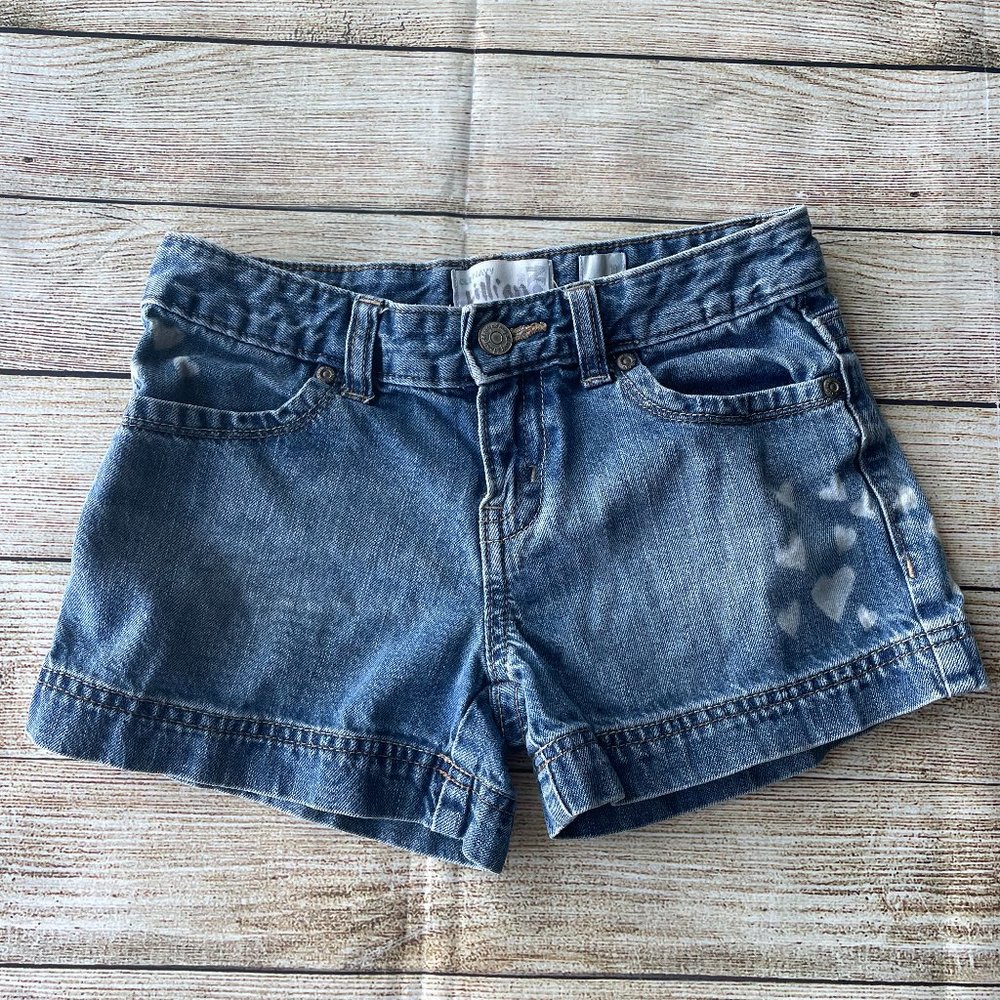 Old Navy Girls Jean Shorts Hearts Size 10 Regular Kids Blue Denim